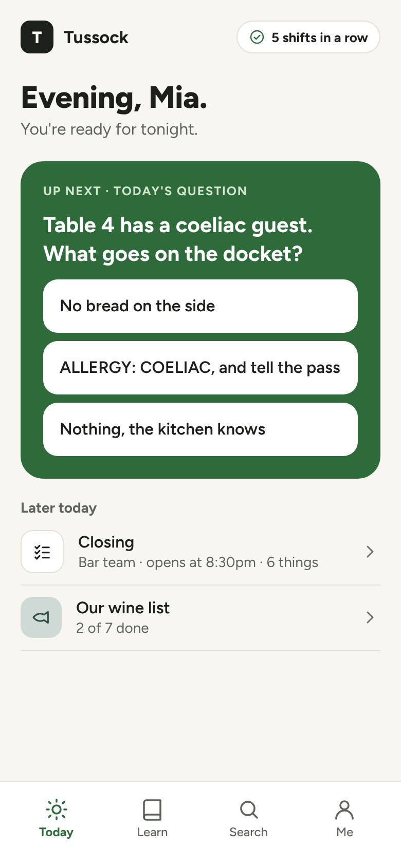 Today's question on a crew phone